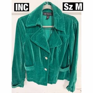 INC International Concepts Women's Christmas Green Cotton Velvet Jacket
